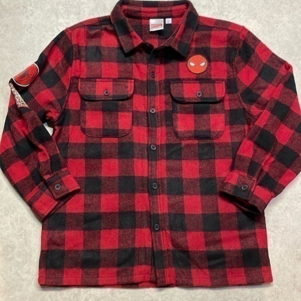 Marvel boys flannel like long sleeve Spider-Man shirt. Size 10/12